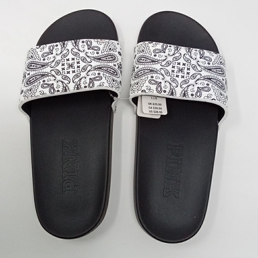VS Pink L PAISLEY Slides Sandals